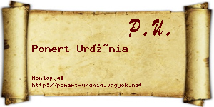 Ponert Uránia névjegykártya